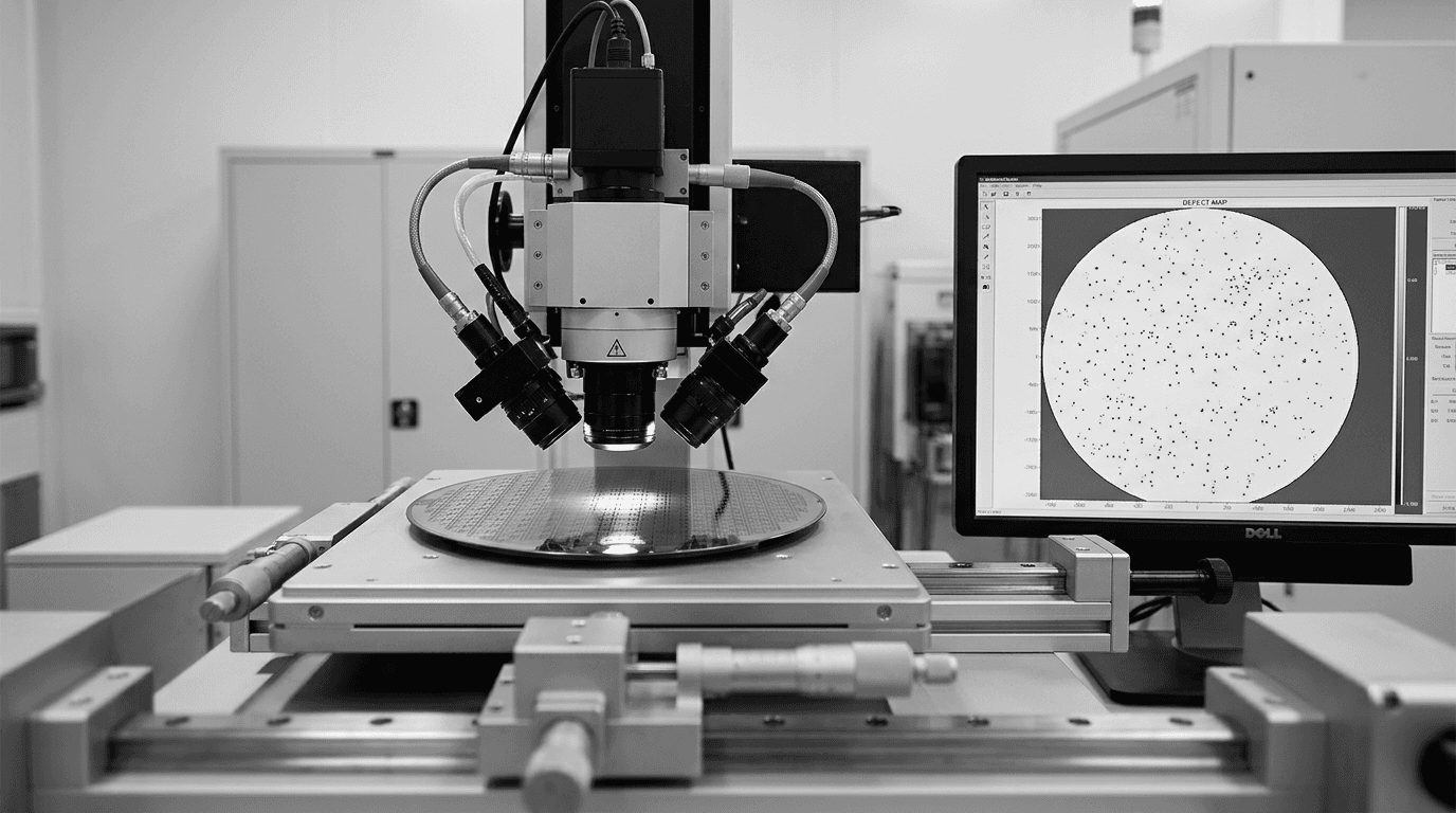 Wafer inspection station with a defect map on screen