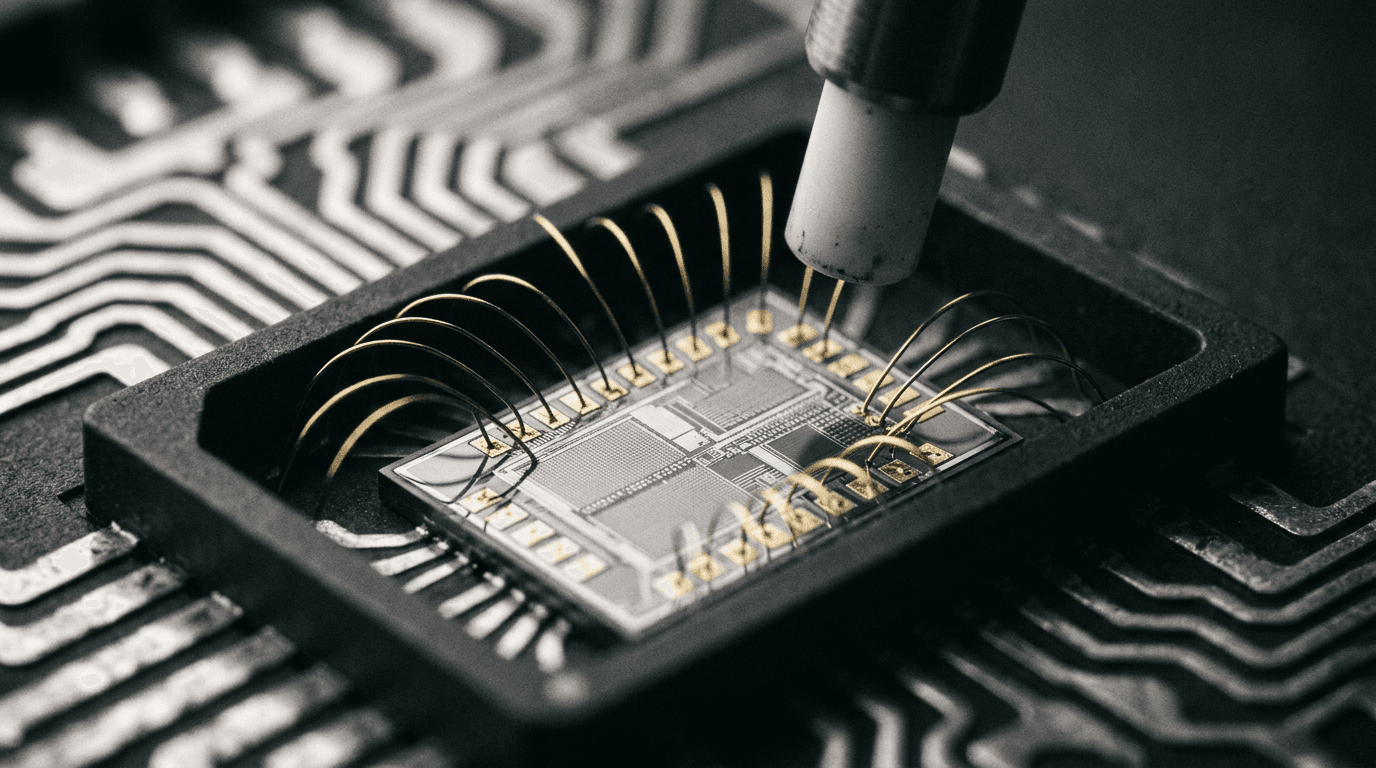 Gold wire bonds from a die to its lead frame